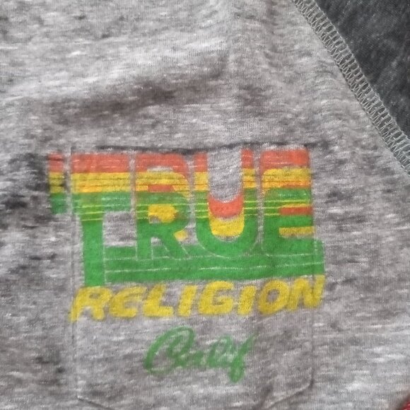 True Religion Muscle Car Henley Gray Black Burnout Small - Picture 9 of 12